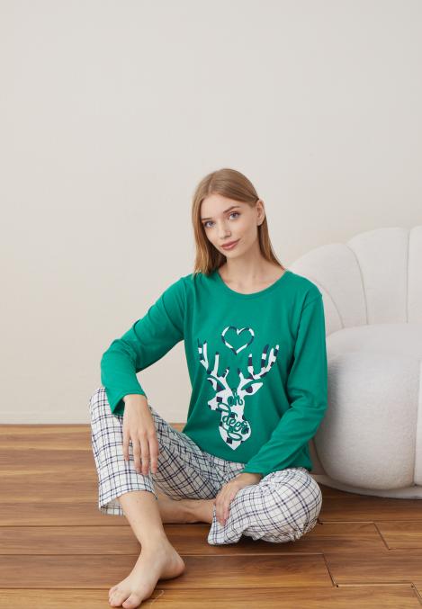 Pijama Dama Craciun ,maneca lunga ,pantaloni lungi,Engros